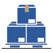 Blue Icon of packages on a pallet