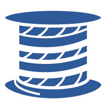 Blue Icon of a spool of wire