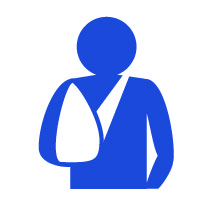 Blue Icon of person in a sling